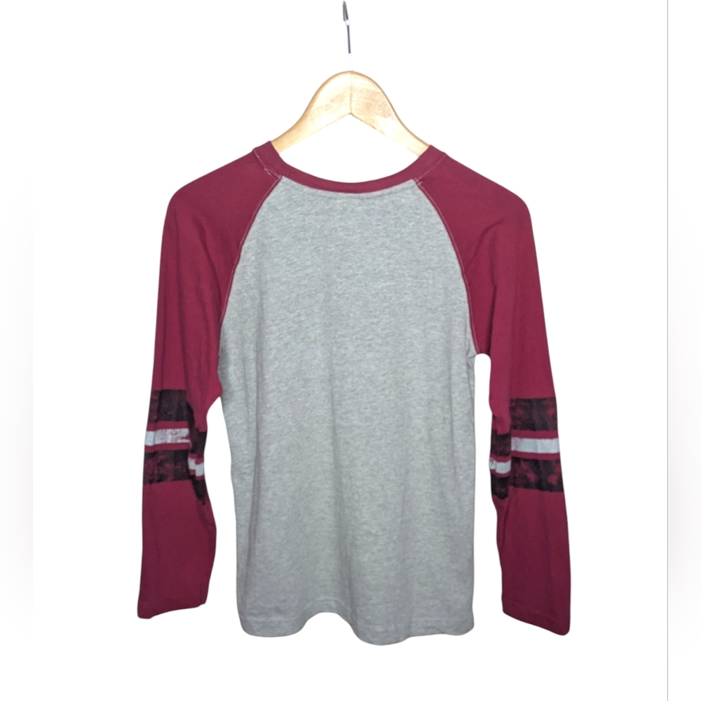 Indiana Hoosiers NCAA T-shirt Large Gray Red Raglan Striped Long Sleeve Graphic - Picture 2 of 9